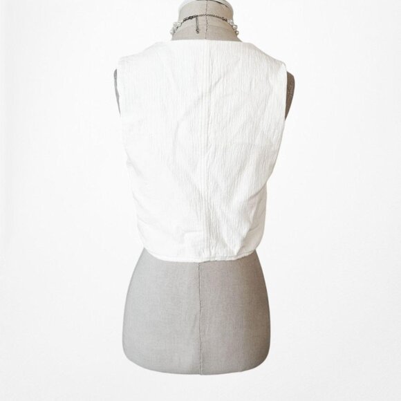 Zara White Button Front Sleeve Cropped Vest Top Size XS - Picture 5 of 6